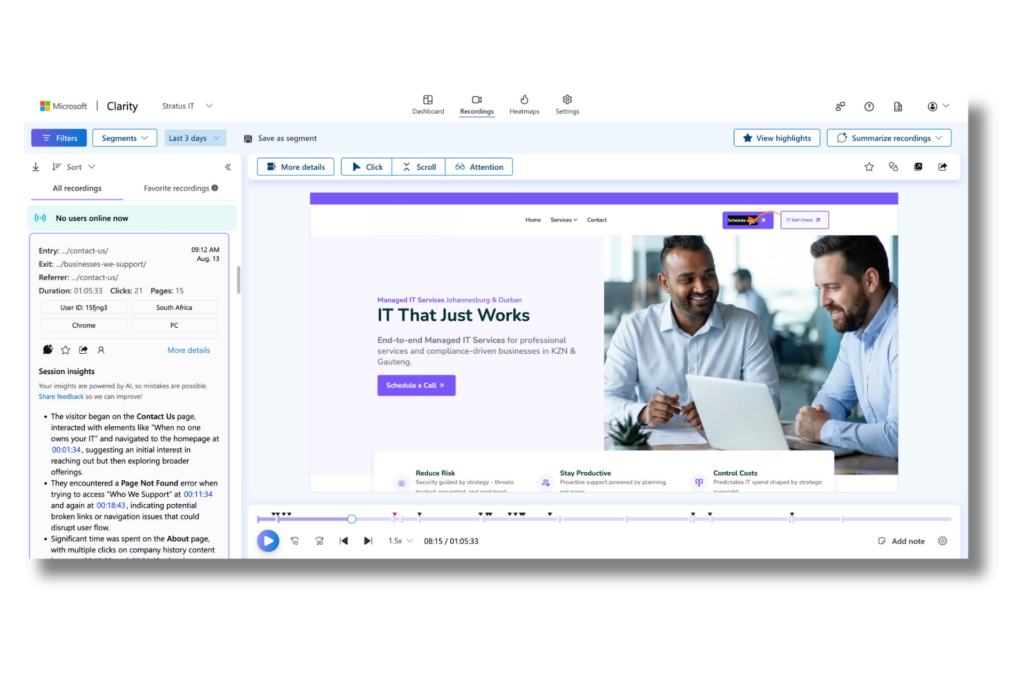 microsoft clarity screen recording